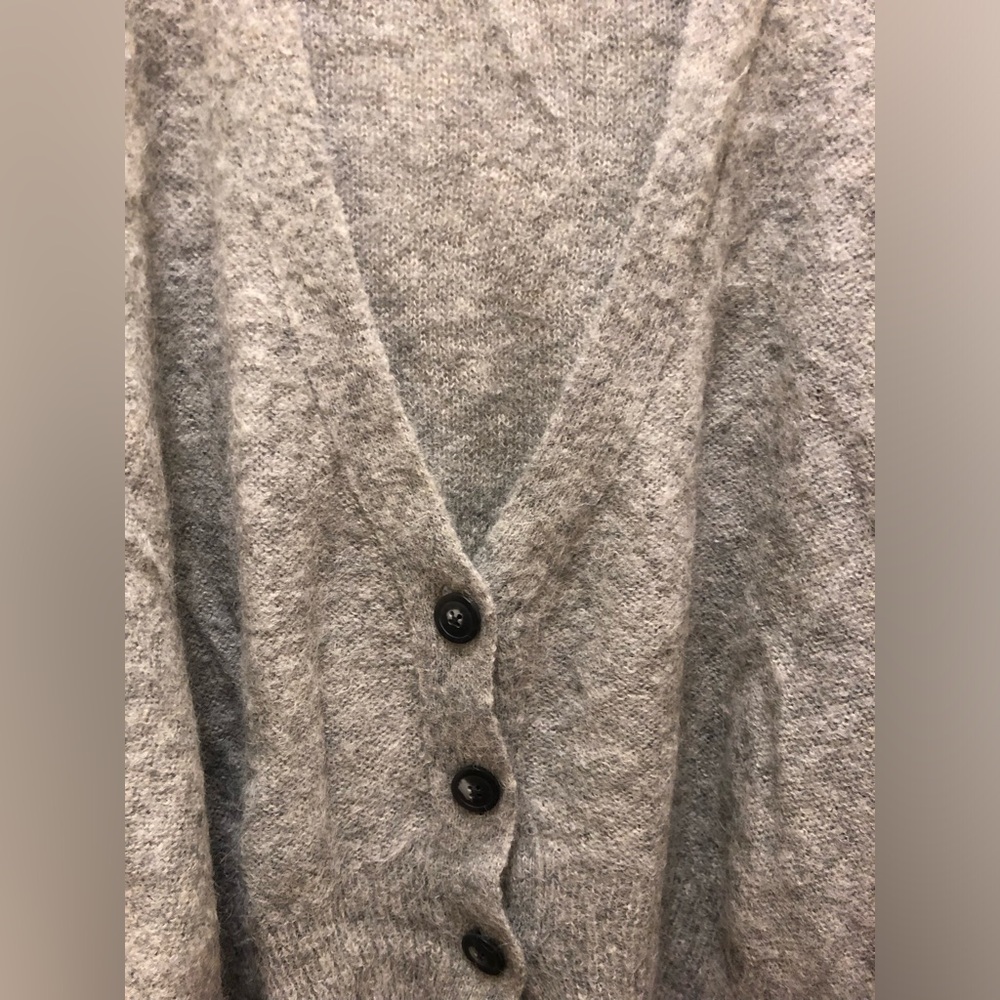 Free People Textured Grey Alpaca Blend Cardigan Medium - Picture 3 of 8